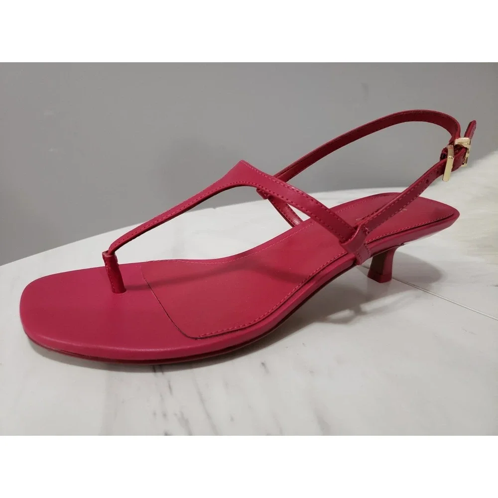 GENUINE MICHAEL Michael Kors Tasha T-Strap Sandals DK Raspberry STYLE 40T0TAMP1L